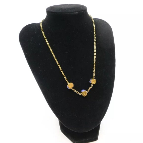 Authentic LOUIS VUITTON Collier Gamble Necklace M65096 Gold Brass - Picture 1 of 7